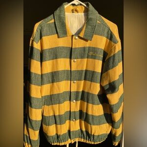 Zara Men's Striped Coach Jacket - Yellow & Olive
